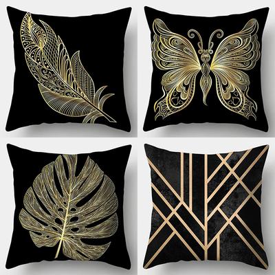 Home Decor Gold Patterned Decorative Digital Print Pillowcases Pattern Cushion Cover Suitable for Sofa Bedroom Car Pillow Cover