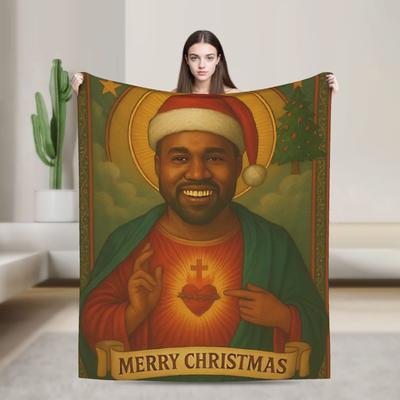 Kanye Meme Xmas Super Soft Blanket  Kids Adult Plush Bedding Throws Street Trend Couch Chair Flannel Bedspread Sofa Bed Cover