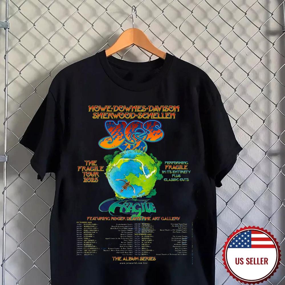 The Fragile Tour 2025 Yes Band Black Cotton T Shirt Full Size S-5XL Unisex T-Shirt M