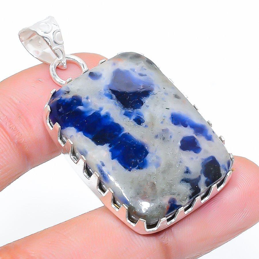 

Natural Sodalite Gemstone Handmade 925 Sterling Silver Pendant 1.77 i1k83