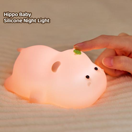 Night Light Cartoon Highland Cow Horse Hippo Design Silicone Animal Lamp Kids Dimmable Touch Control Soft Glow Nightlight