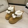 Warm cotton shoes winter 2025 new cotton shoes Korean version women's snow boots cute hairball princess cotton shoes warm boots