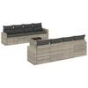 Vidaxl 9-Cz. Garden Furniture Set, Cushions, Light Grey Poly Rattan