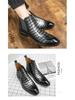 Herren Chelsea Boots mit spitzer Zehenpartie – Vintage Krokodilmuster, Echte Leder Schlupf-Stiefeletten, Mid-Top Britischer Stil.