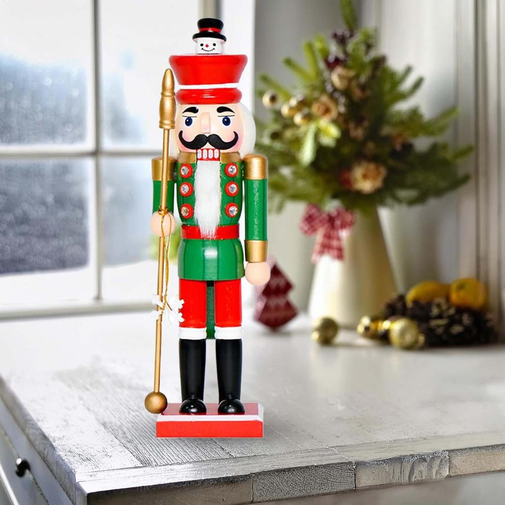 Nutcracker Christmas Decor 14 Inch Wooden Nutcracker Soldier Traditional Collectibles Christmas Table Centerpiece For Bookshelf