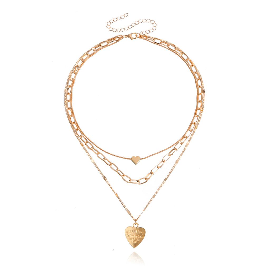 Valentine's Day engraved 111 letters love pendant necklace trendy multi-layer ins style necklace