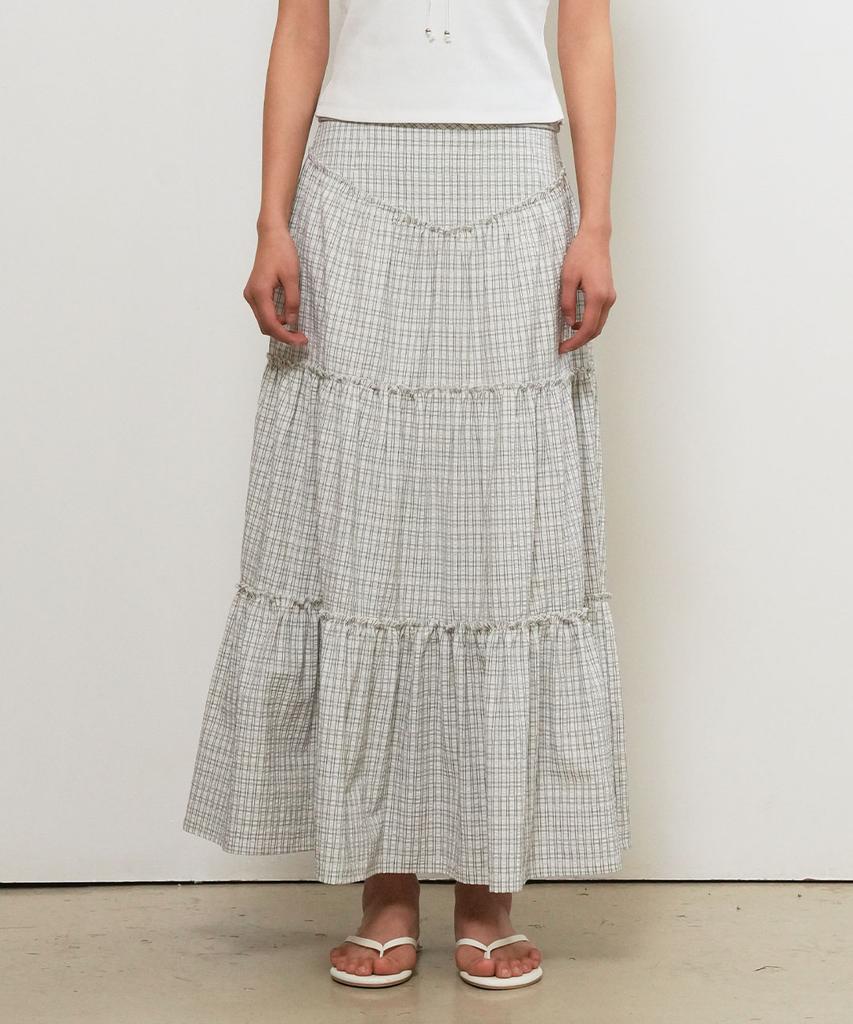GENERALIDEA Shirred Tiered Long Skirt [Check] / Gf2Lsk511