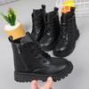 Children's Martin boots for spring and autumn, girls' single boots for dancing, black short boots for autumn and winter, boys' fleece-lined and