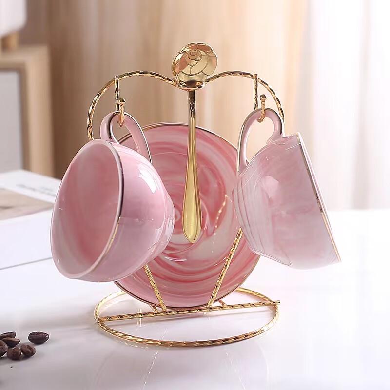 European Ceramic Coffee Cup & Saucer Set