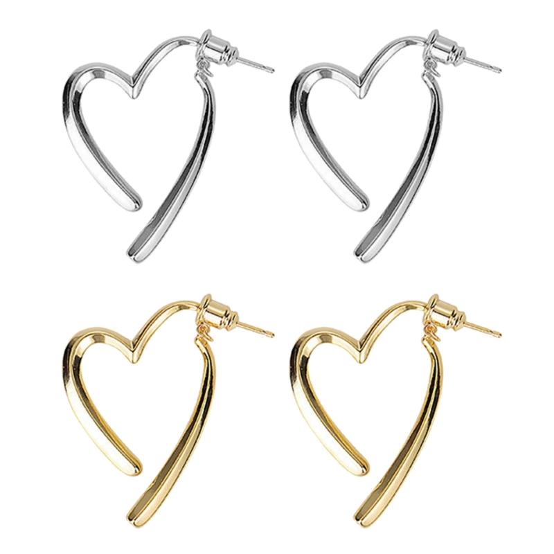 Stylish Heart Shaped Earrings Alloy Material Ear Studs Heart Ear Pendant Trendy Dangle Earring for Fashion Forward Women