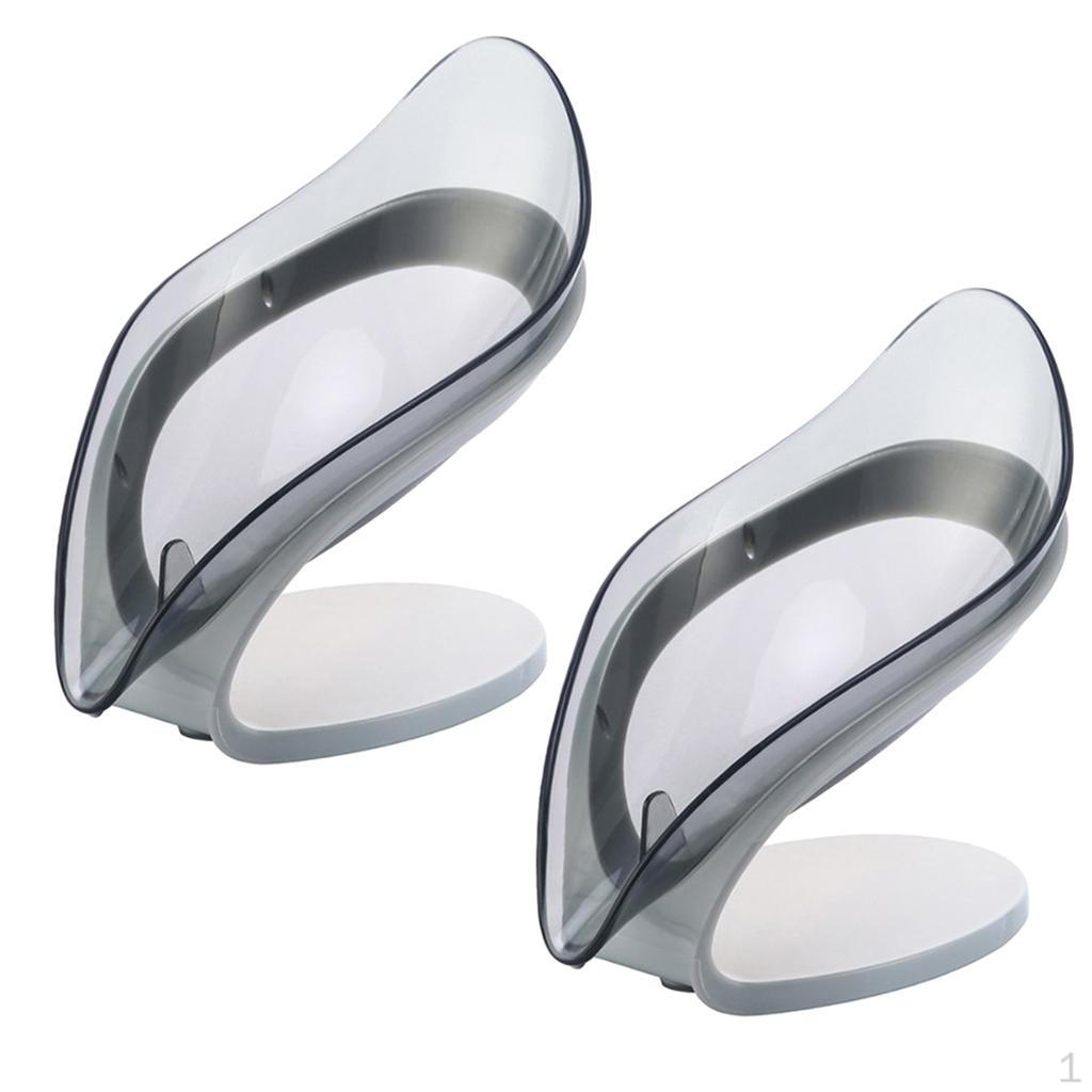 2 Pieces Nordic Style Self Draining Soap Sponge Holder,Leaf Shape Box Holder Dish Storage