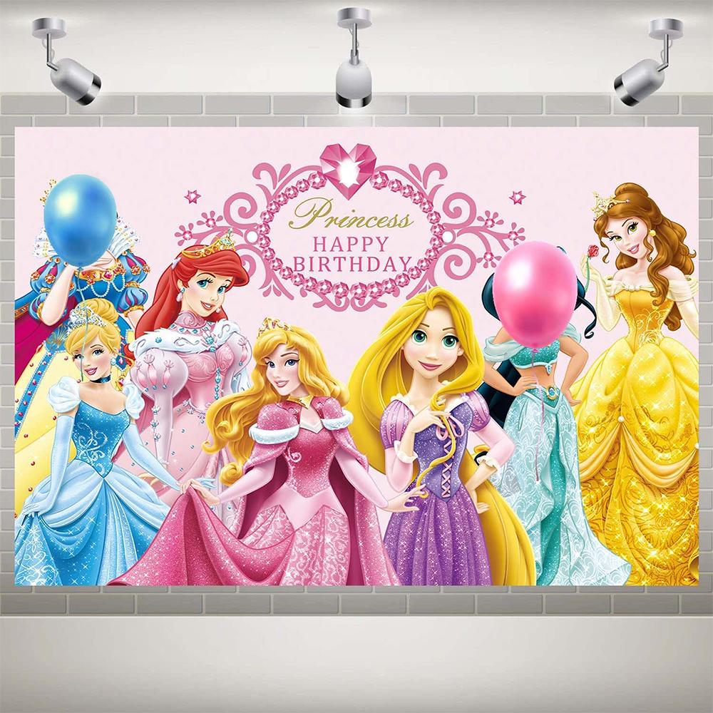 Princess Themed Backdrop - Birthday Photography Background - Party Decoration