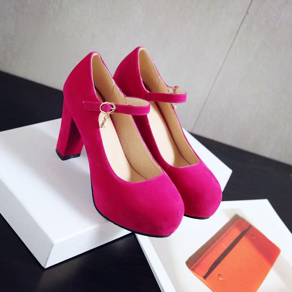 Coarse Heel Suede Water Table  Word with  Single Shoes WISH Large Size