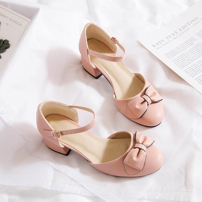 Spring and Autumn Summer Girls Sandals Children Princess High Heel Shoes With Bows For Kid Sandals High-heeled Shoes