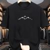 Mens Summer Cotton Fashionable Casual Loose Sports Mountain Pattern Printed Round Neck Short Sleeved Tshirt Top