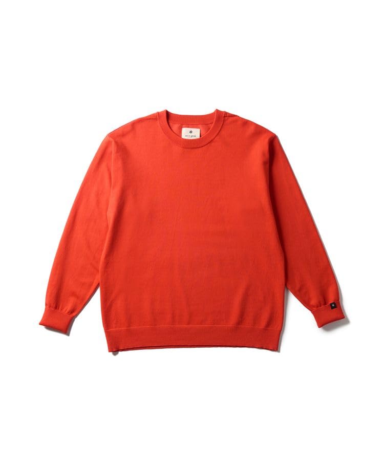 Snow Peak Washable Wool Crewneck Knit Knit and Sew Long Sleeve for Men and Size L KN-25AU001 Sweater/Cut T-Shirt Women, Orange,