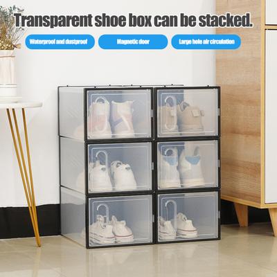 Clear Plastic Shoe Box Space Saving Stackable Shoe Storage Box Sneaker Container Case Bin with Lid Shoe Organizer for Closet