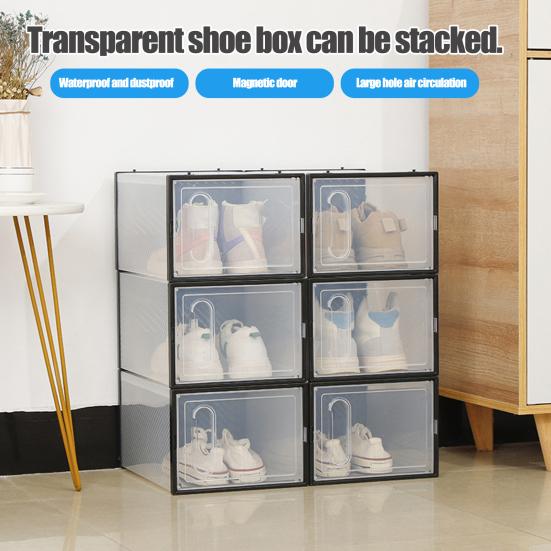 Clear Plastic Shoe Box Space Saving Stackable Shoe Storage Box Sneaker Container Case Bin with Lid Shoe Organizer for Closet
