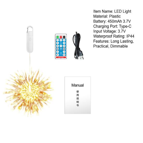 LED Fairy Lights Remote Control Dimmable Multiple Lighting Modes Rechargeable