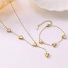 European and American Fashion Titanium Heart Necklace and Bracelet Set for Women – Simple, High-End, Non-Fading Clavicle Chain.