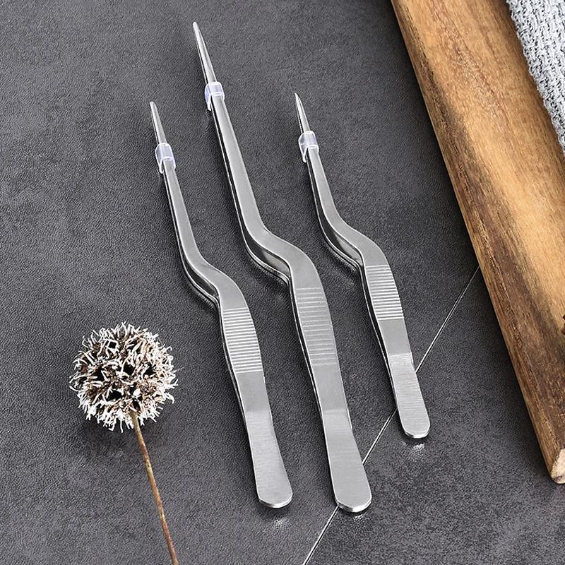 3 Sizes Kitchen Tweezer BBQ Food Tweezer Clip Mini Chief Tongs Stainless Steel Portable for Picnic Meat Barbecue Cooking Tool
