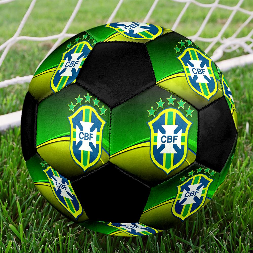 SIZE 5 Brazil National Football Team Soccer Ball Colorful All Ages Machine Stitched PVC Competition Ready Durable High-Bounce