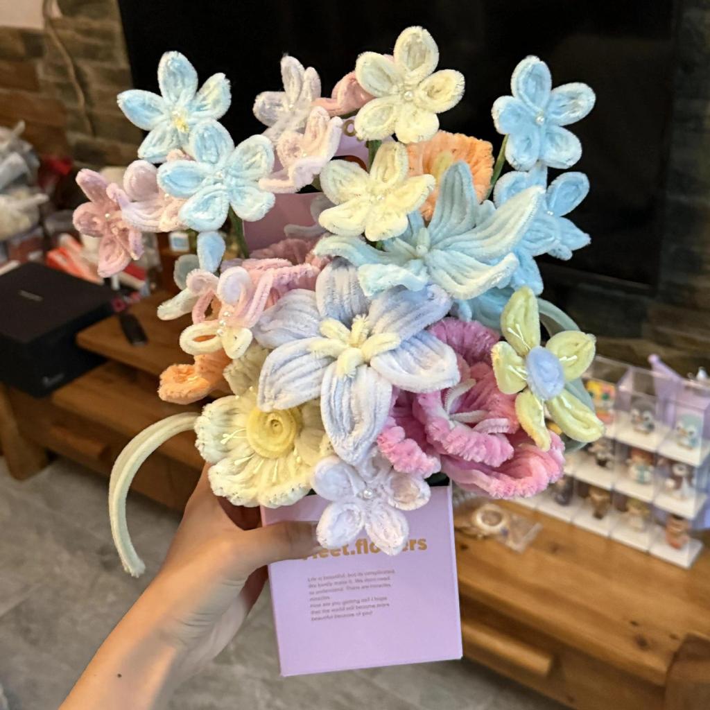 Kit de bouquet de fleurs avec attache torsadée fait main - Cadeau DIY pour enseignants et amis