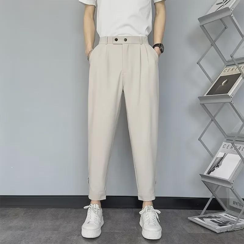 2023 British-Style Men's Skinny Nine-Point Casual Suit Pants, Korean-Inspired All-Match Design