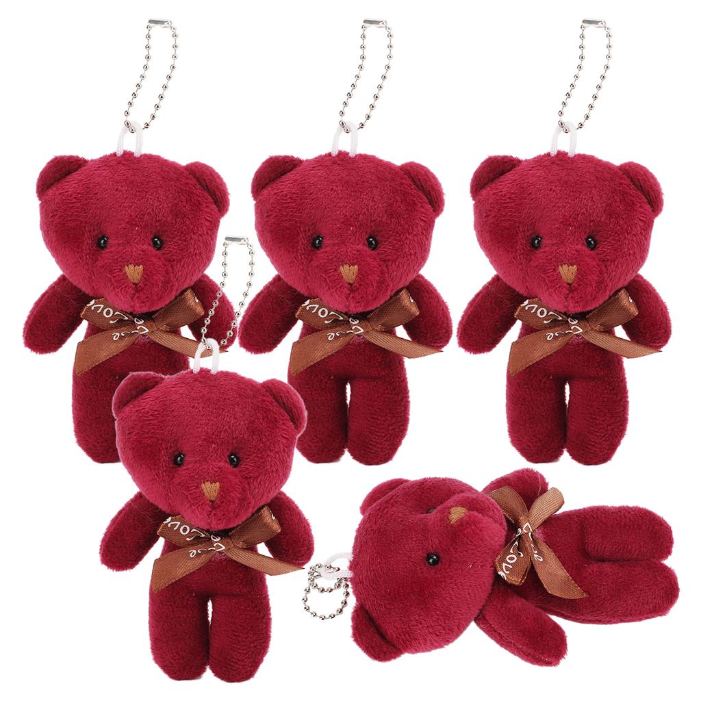 5pcs 12cm Bear Doll Pendant Soft Touch Cute Bear Plush Doll Key Chains for Bags Decoration