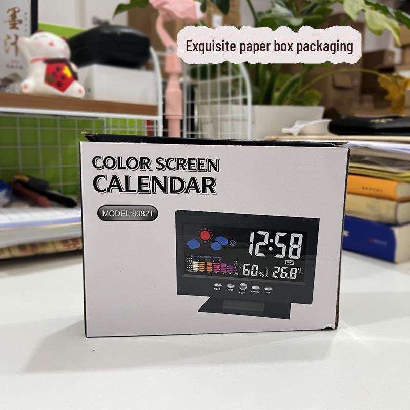 Color Display Weather Forecast Alarm Clock with Voice Control for Seniors - Model 8082