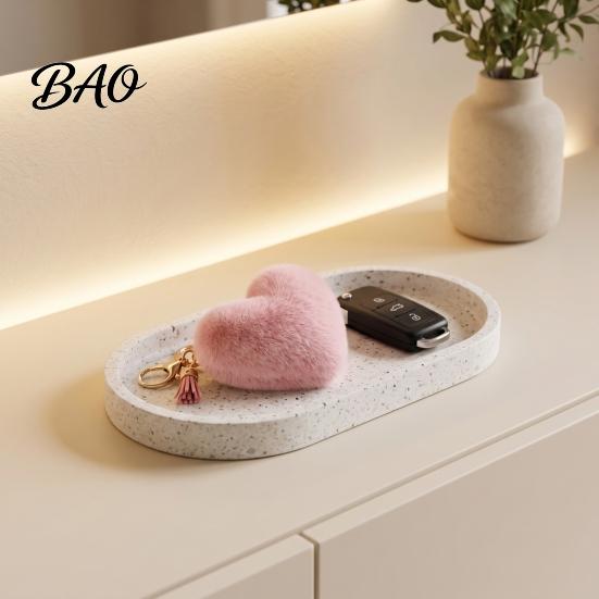 Heart Shaped Bag Ornament Plush Love Keychain for Backpack, Fuzzy Keyring Charm, Women Girls Handbags Decorative Accessory