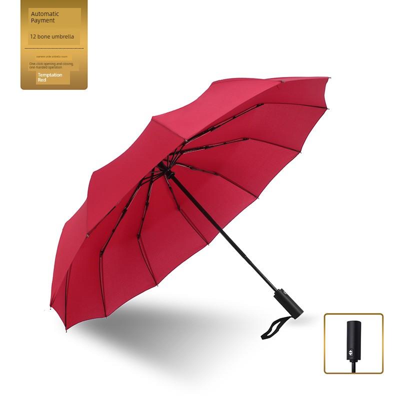 Ten-Bone 70% Off Fully Automatic Folding Umbrella for Men and Women, Business Black-Coated Sunshade Umbrella, Dual-Use for Sun and Rain, Promotional