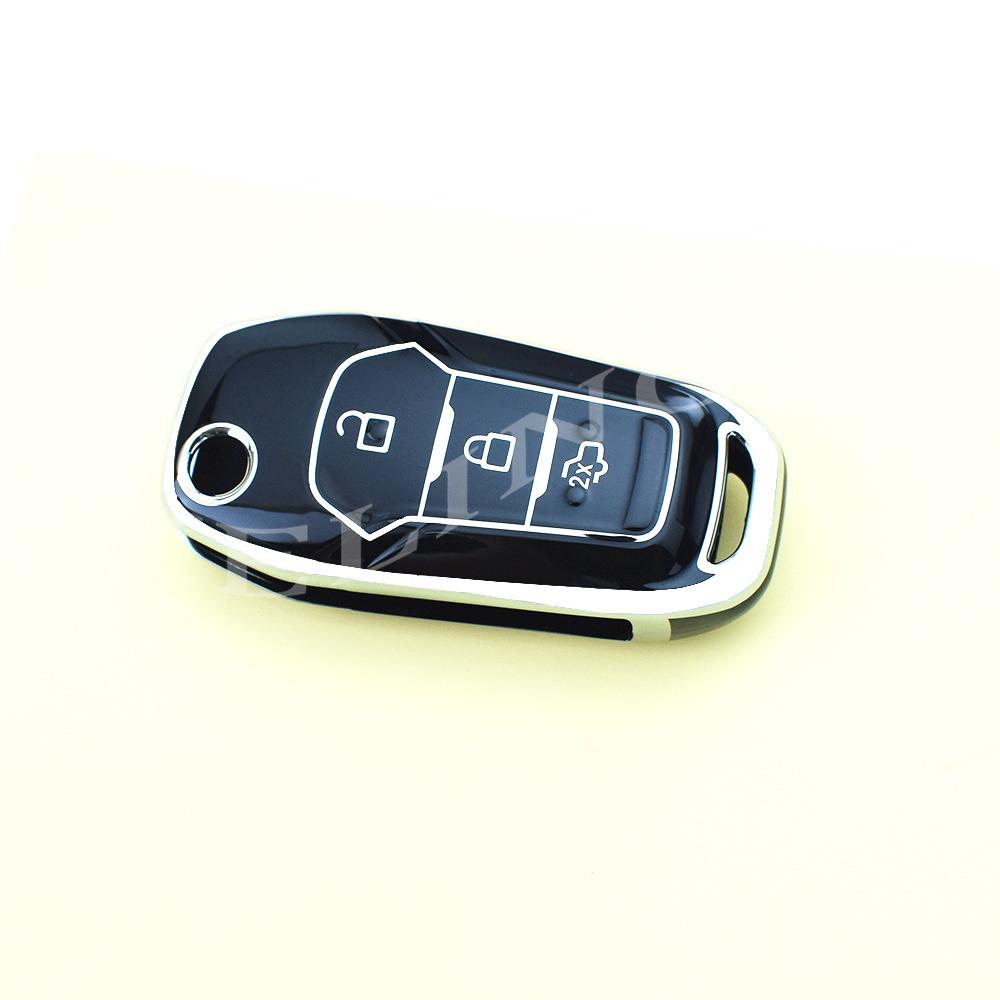New Tpu Car Key Shell Case Fob For Ford F-150 F-250 F-350 Explorer Ranger Ka Fiesta Mondeo 3 Button Smart Key Cover Keychain