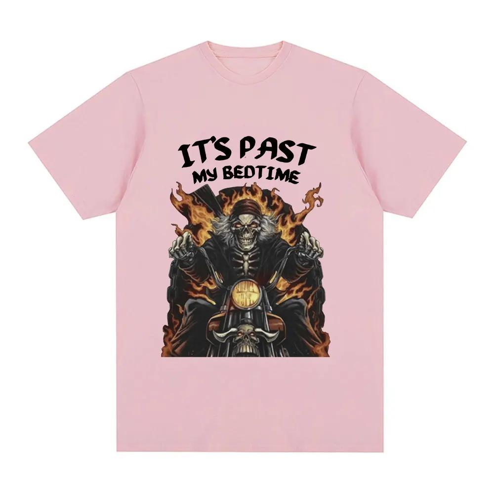 2024 Funny It's Past My Bedtime Skeleton Meme T-shirt Men Cotton Short Sleeve T Shirt Fashion Casual Vintage Oversized T-shirts