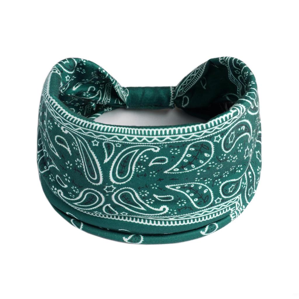 Bandeau large rétro à motif cachemire pour femmes - Bandeau de sport élastique coloré pour yoga