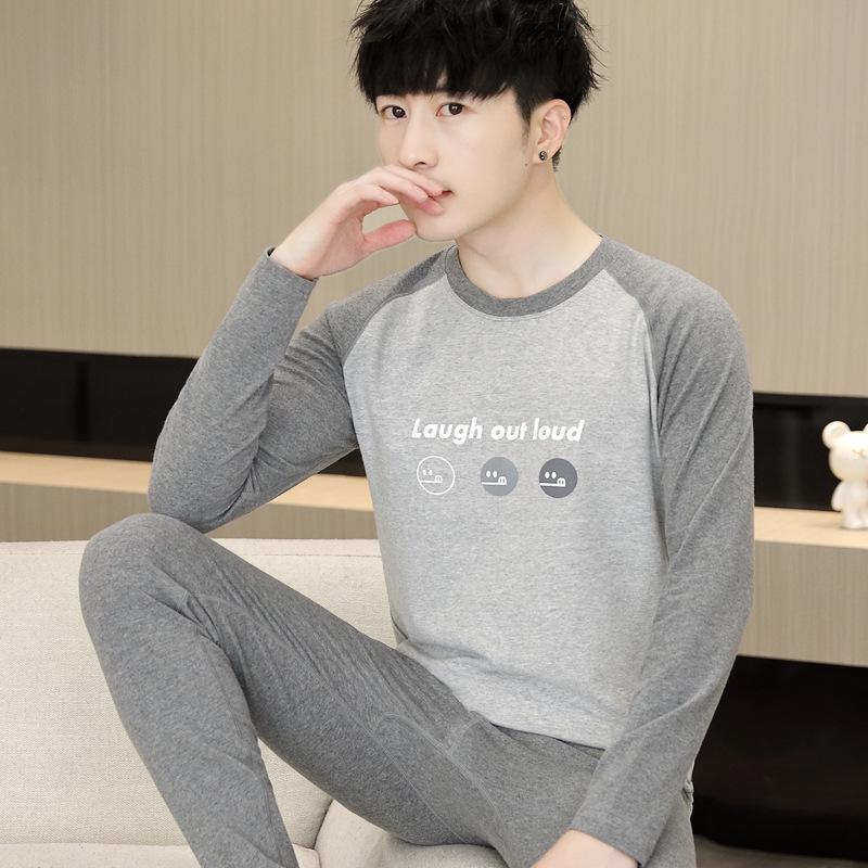 Men's Cotton Antibacterial Thermal Underwear Set for Youth - Autumn/Winter