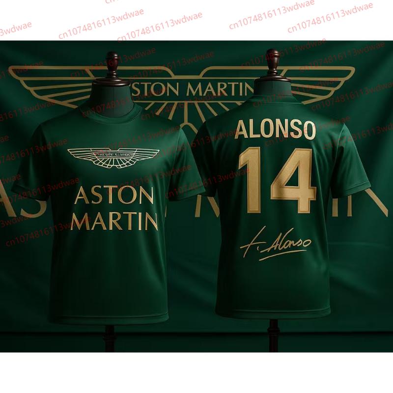 

2026 Aston Martin Футболка Гоночная команда Фернандо Алонсо №. 14 Футболок Испанская Команда Гонщиков Гоночный Костюм Быстросохнущая Регби Футболка S