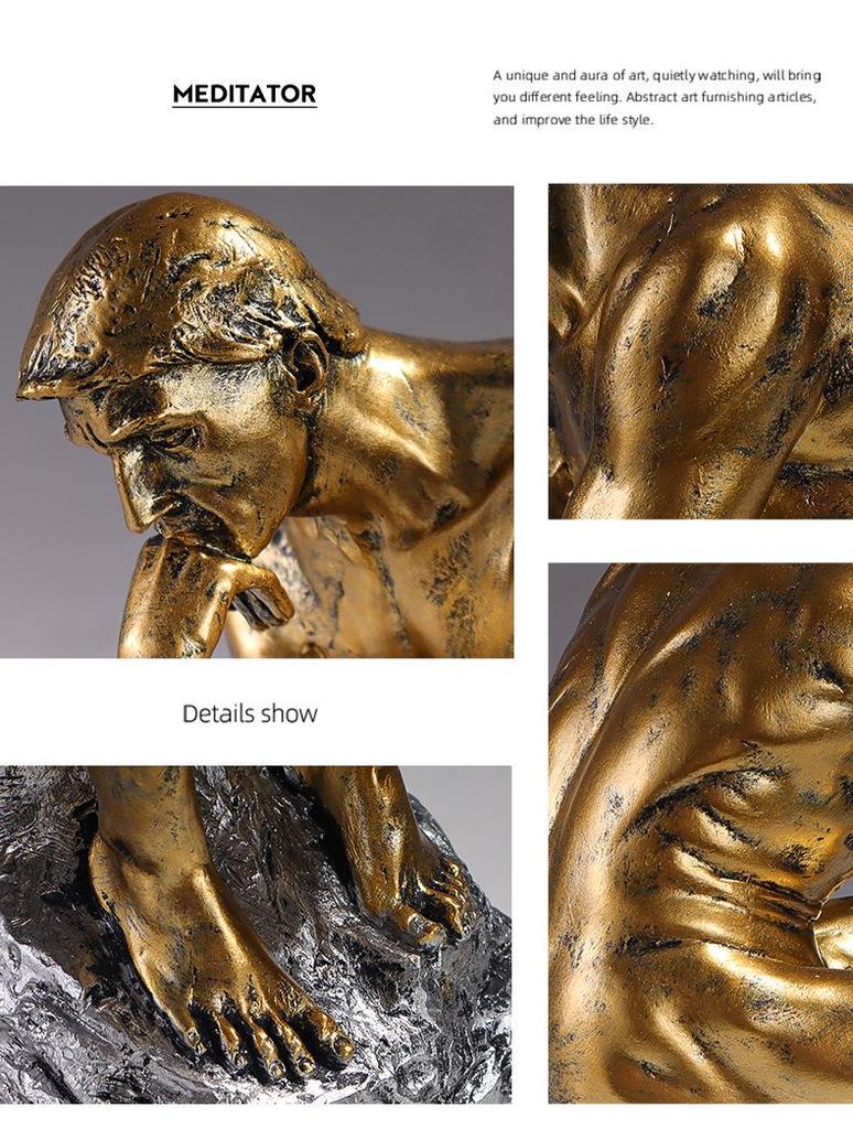 European Style Thinker Sculpture: Creative Ornament for Bookcases and Wine Cabinets