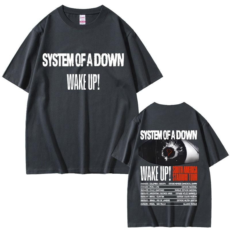 2025 Summer Rock Band System of A Down Wake Up South America Stadium Tour Alternative Metal Merch Tshirt Men Oversized T Shirts