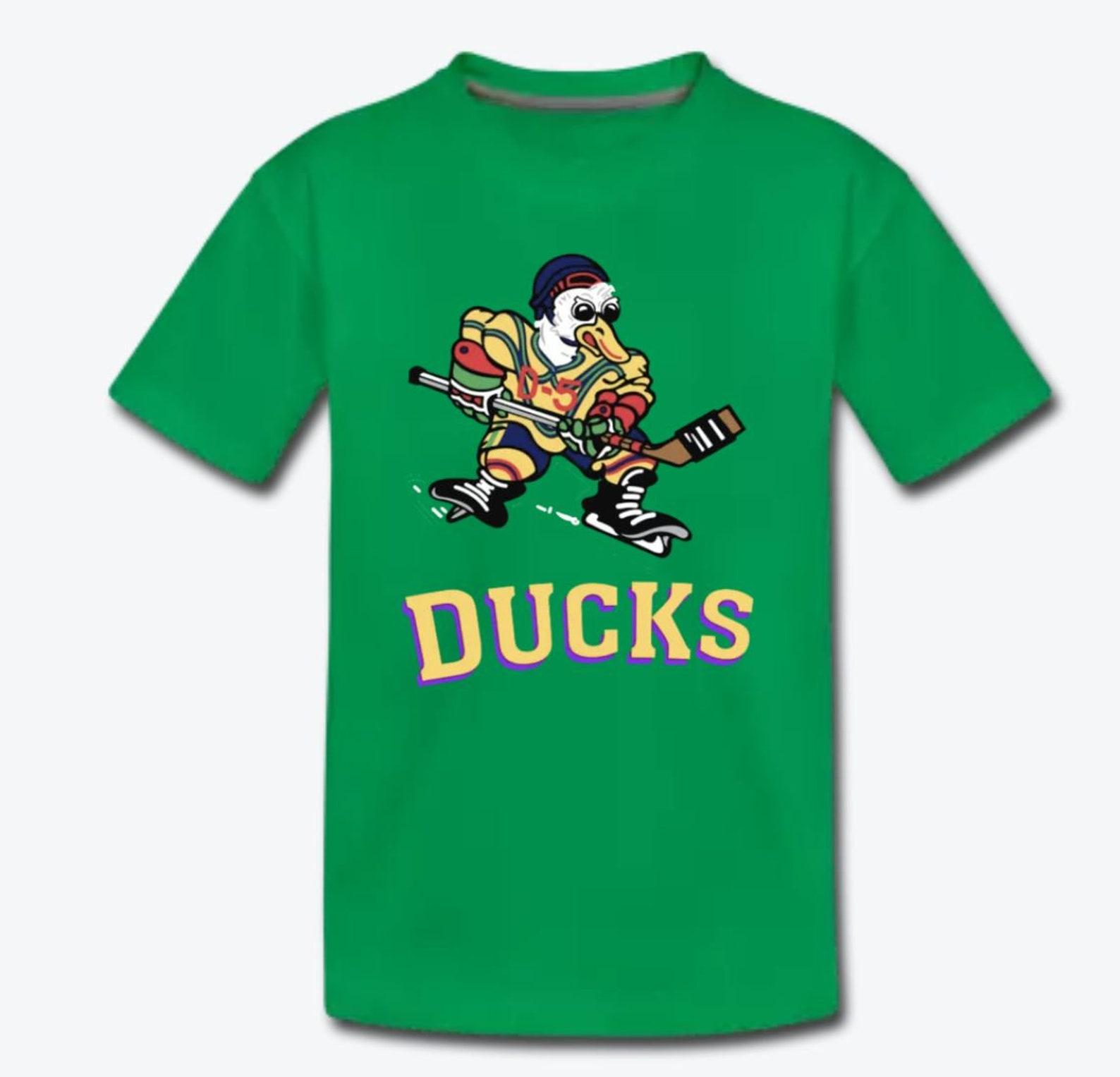 Mighty Ducks Jersey Children s T-Shirt Design - Green Shirt with Gold Print L