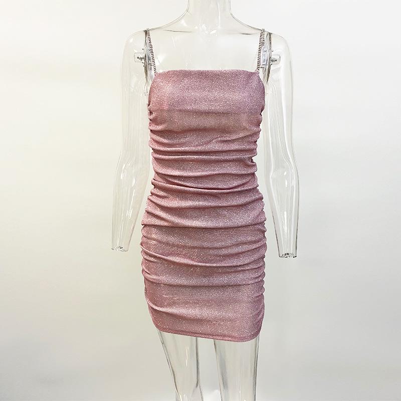 

Женское платье бодикон на тонких бретельках со стразами для ночного клуба Extra Large розовый