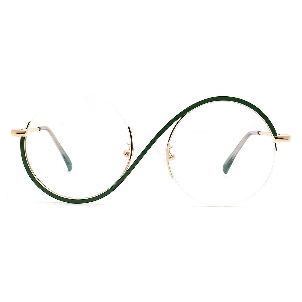 Yuanming Asymmetrical Retro Metal Round Eyeglasses - Fits Anti-Blue Light, TOP520