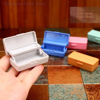 1 Pcs Miniature Dollhouse Double-layer Pencil Case Simulated Scene Model Pretend Play Mini Stationery Box for Kids