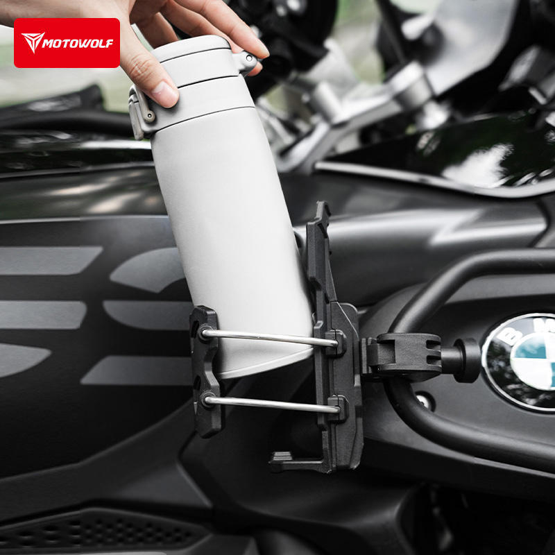 Self-Adjusting Cup Holder for Motorcycle Bike- Anti-Slip Wear-Resistant Water Bottle Bracket Universal for Handlebars