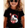 Kids T-shirt Japanese Style Cat Eat Ramen 3D Print Kids Short Sleeves T-Shirt Loose Casual Summer Outdoor Street Boy and Girl Tees Tops
