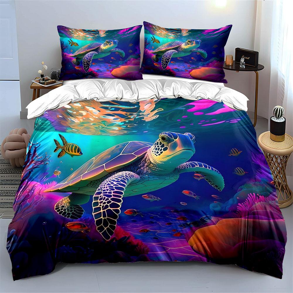 "Vivid Underwater Turtle Symphony" Bedding Sets Duvet Covers Pillowcases(1* Duvet Cover 2* Pillowcases Without Duvet Insert)
