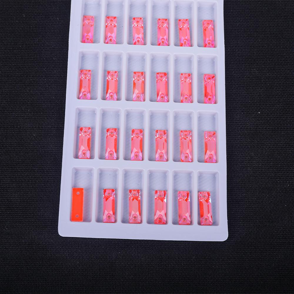 Long Fluorescent Glass Flat Buckle Hand Seam Drill, Double Hole Rhinestone Flat Bottom Drill Diy Accessories Material Package