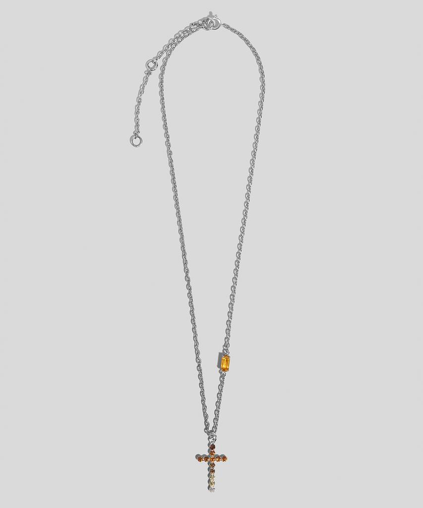 Armo Fade Crystal Cross Necklace (Brown)
