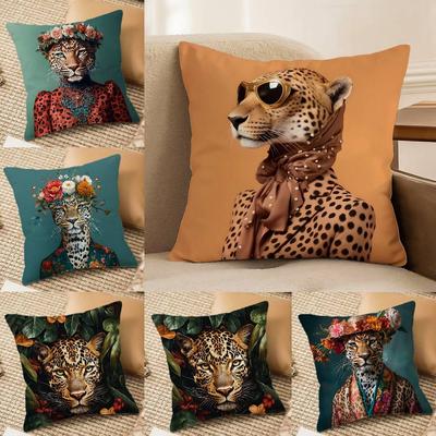Fashion With Wreath Animals Pillow Case Printing Pillowcase Living Room Sofa Cushion Cover Bedroom Room Decor