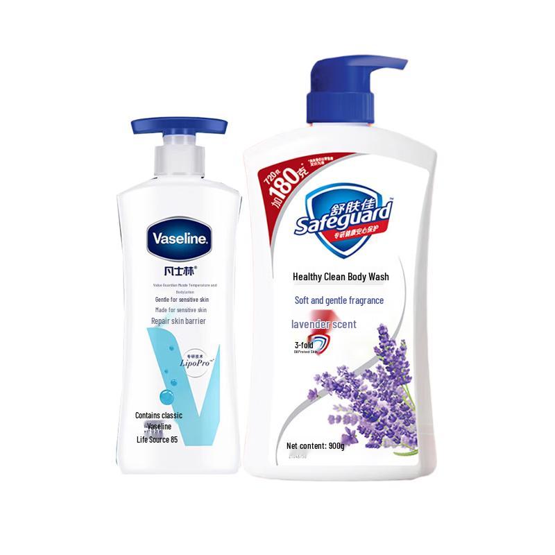 Vaseline Sensitive Skin Body Lotion & Lavender Shower Gel Set